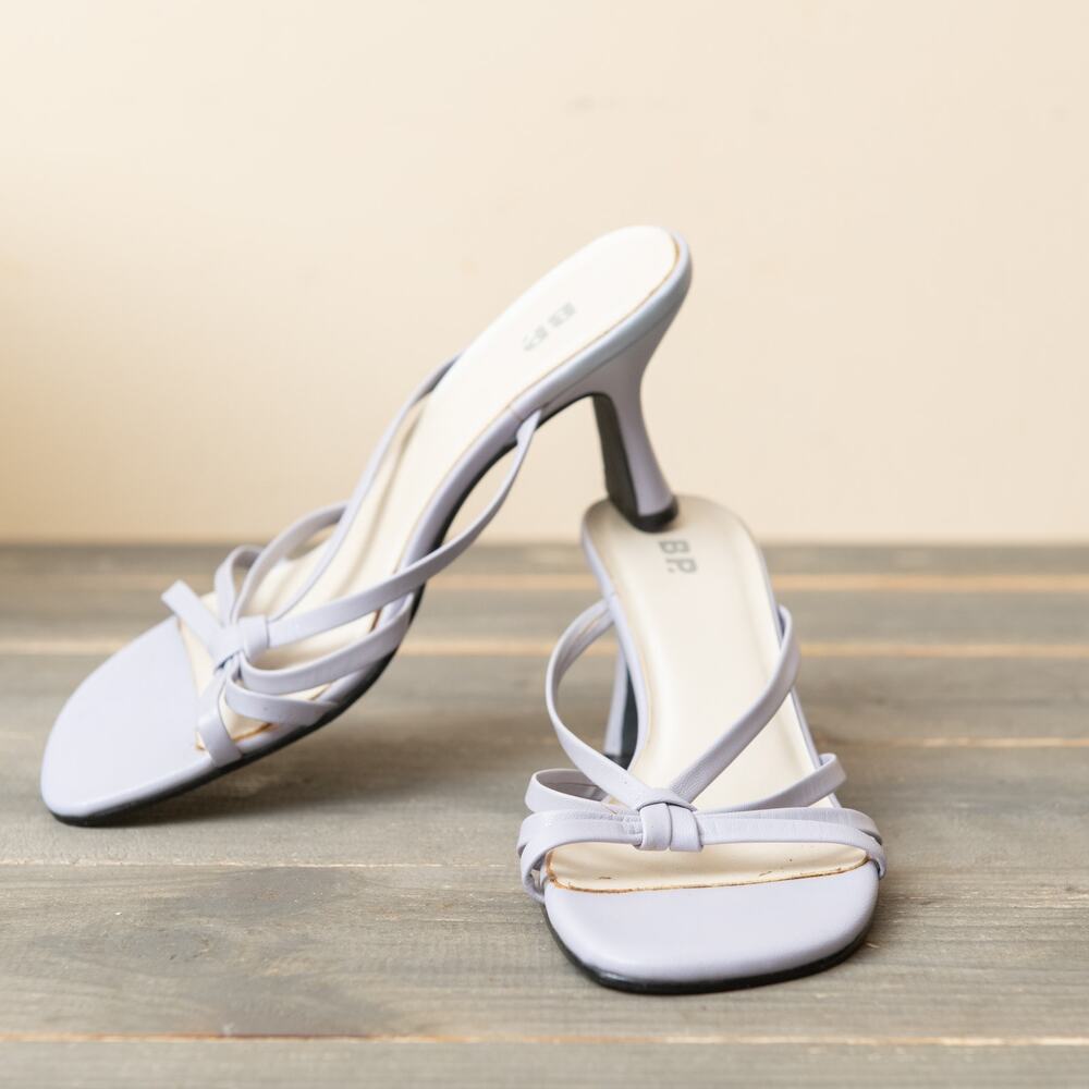 BP. Butterfly Lavender Leather Strappy Heels Sandals Sz 6.5M Leather 3 in Heels